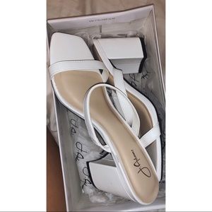 White square toe heels